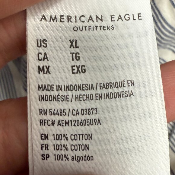 EUC Women's AMERICAN EAGLE The Perfect Button-Up Striped Shirt | Size XL - Picture 7 of 9